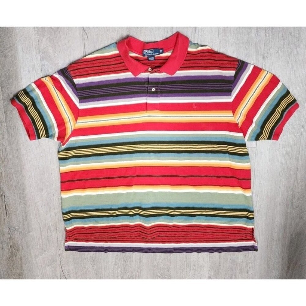 Polo Ralph Lauren Shirt 3XB 3XL Southwest Knit Aztec Navajo Blanket Stripe 90s - Picture 2 of 9